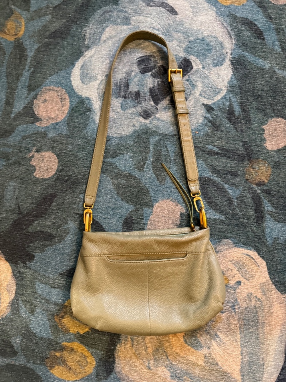 HOBO Genuine Leather Sage Green Crescent Crossbody Shoulder Bag